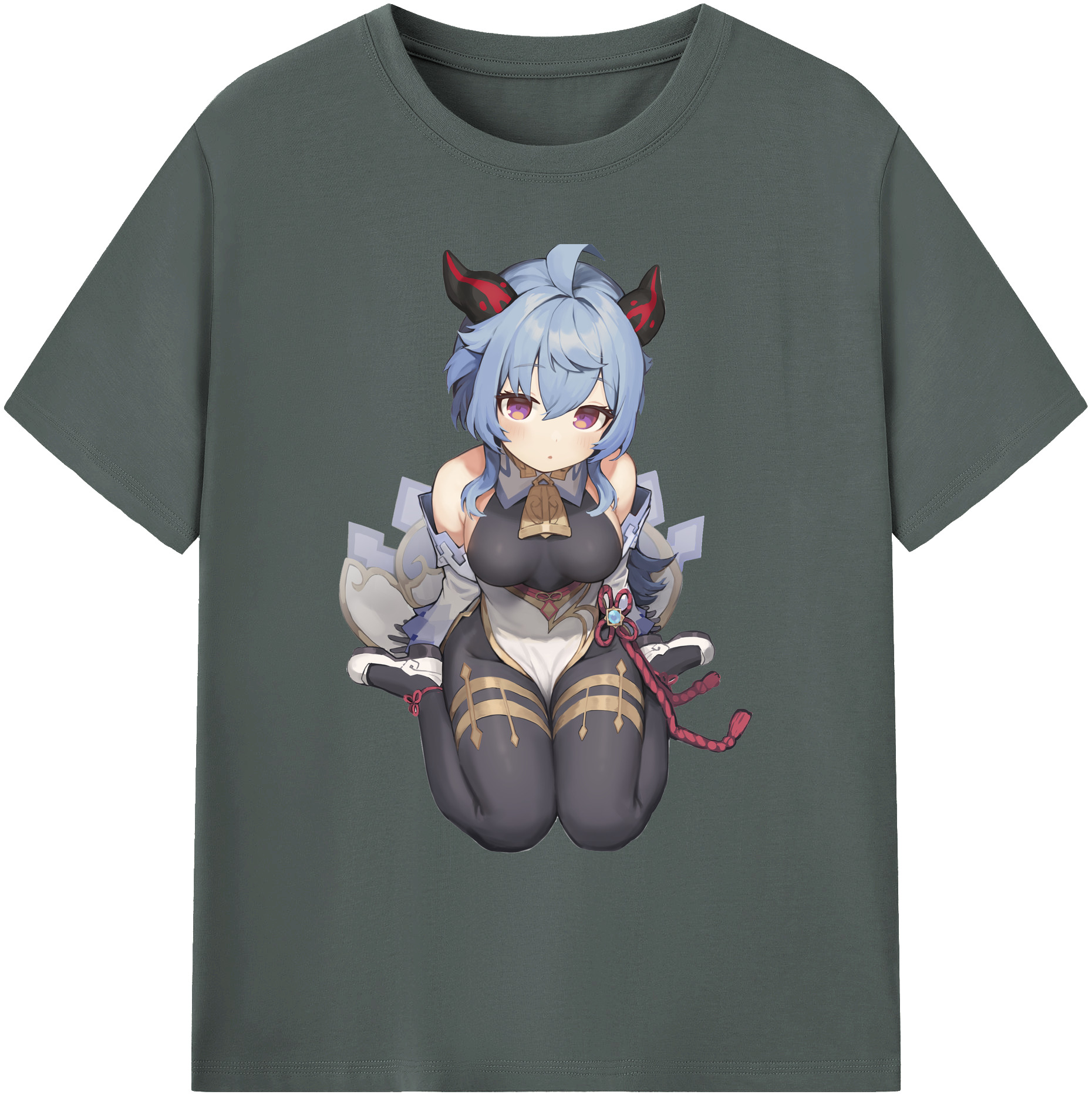 げんし神 甘雨 かんう genshin Ganyu 綿100％ メンズ半袖Tシャツ｜肌触りやわらか＆通気性